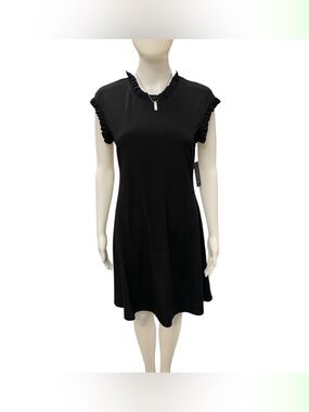 Tiana B. NWT Black Ruffle-Trim A-Line Dress Size M